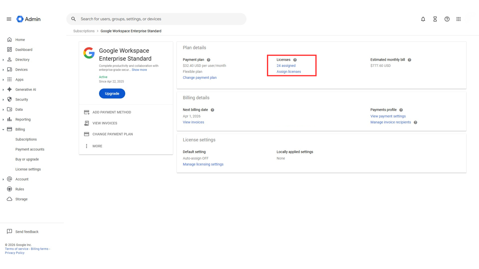 Google Workspace Enterprise setup with full administration